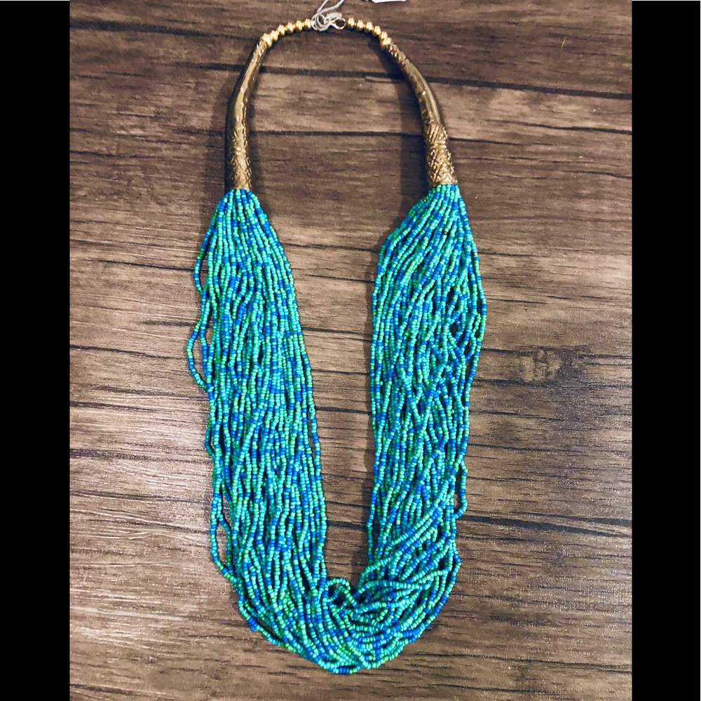 Sea Blue tone Thousand Beads Handicraft Necklace